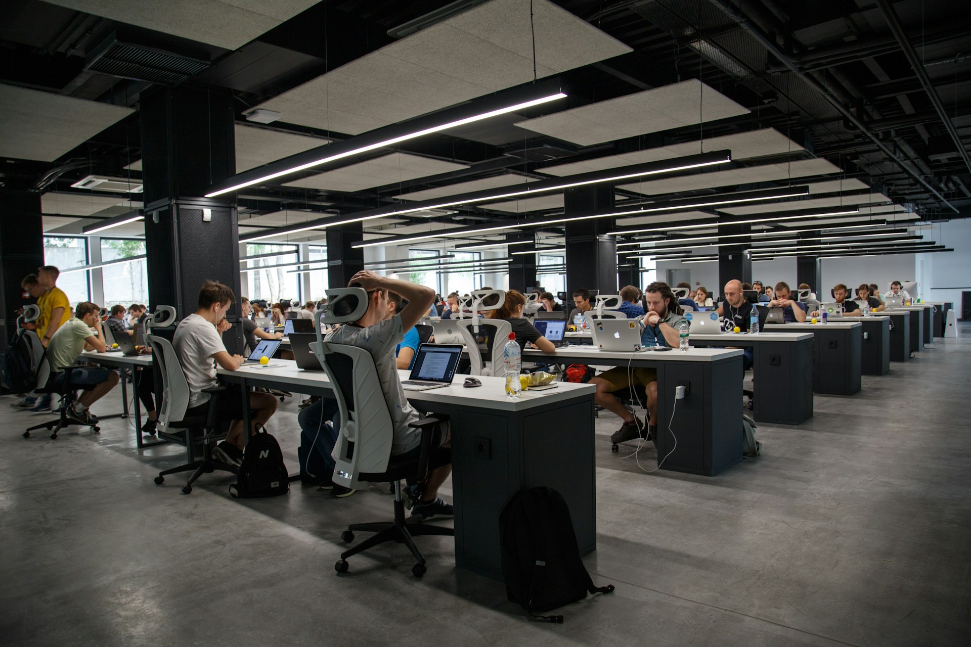 A busy office space that aims to keep their space tidy and the mental health of their staff positive