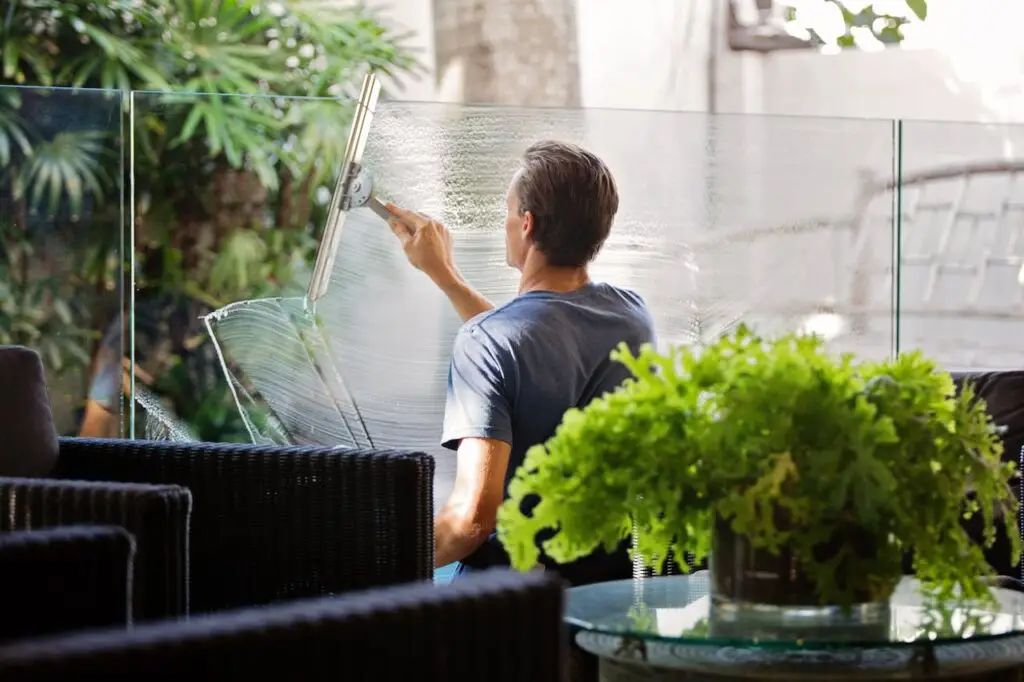 A commercial window cleaner offering janitorial services to businesses